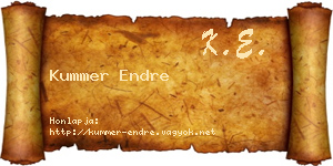 Kummer Endre névjegykártya